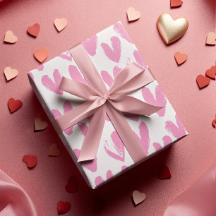 Personalisiert Anfängliche rosa Liebe Herz-Valenti Geschenkpapier Set