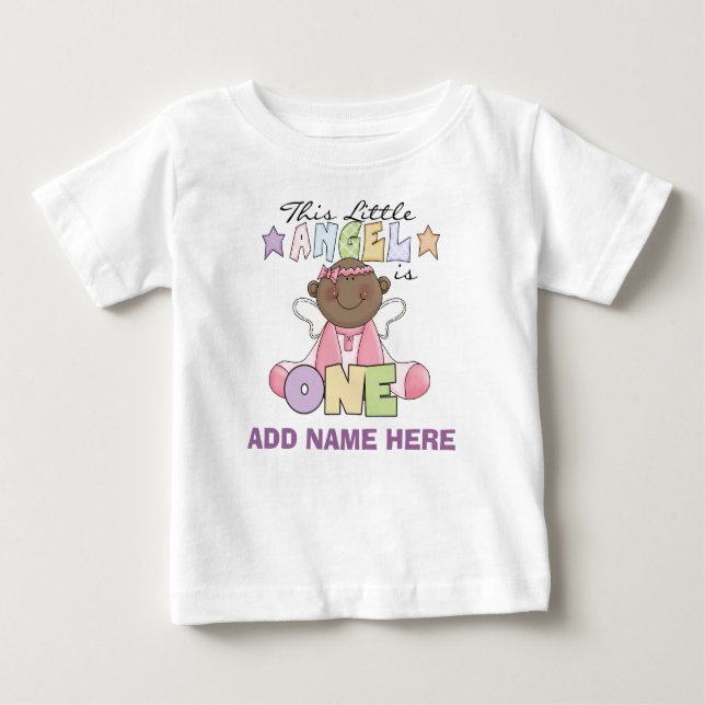 Personalisiert Angel Girl 1. Geburtstagshirt Baby T-shirt (Vorderseite)