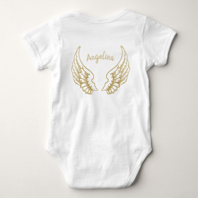 PERSONALISIERT ANGEL WINGS BABY BODYSUIT BABY STRAMPLER (Rückseite)