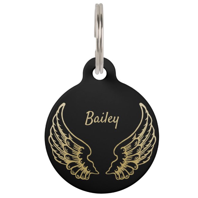 PERSONALISIERT ANGEL WINGS PET TAG HAUSTIERMARKE (Vorderseite)