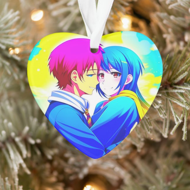 Personalisiert Anime Couple drückte Weihnachten Ornament (Baum)