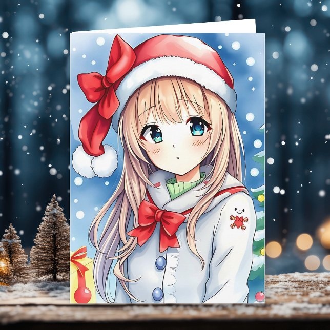 Personalisiert Anime Girl Coloring Page Weihnachte Karte (Von Creator hochgeladen)