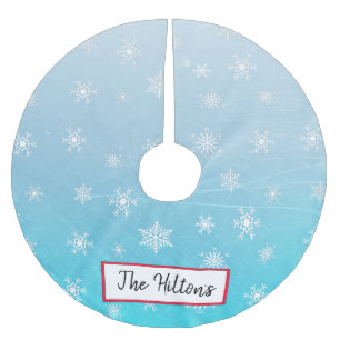 Personalisiert Aqua Blue Snowflake Weihnachts-Rock Polyester Weihnachtsbaumdecke
