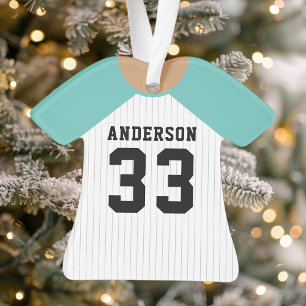 Personalisiert Aquamarin Baseball Jersey Ornament