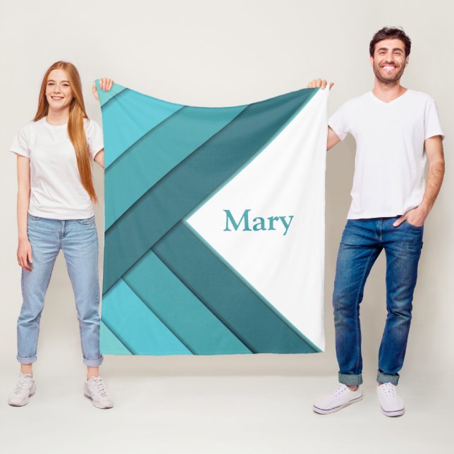 Personalisiert Aquamarin und weiß Fleecedecke (Beispiel)