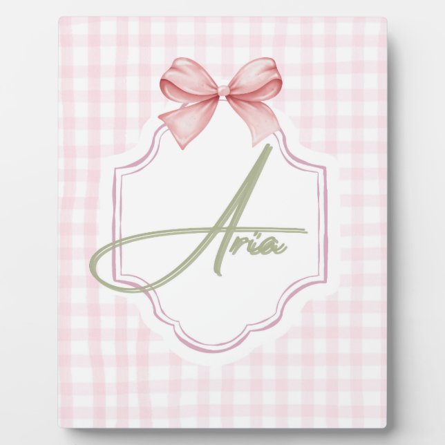 Personalisiert Aria Baby Girl Kinderzimmer Bow&Gin Fotoplatte (Vorderseite)