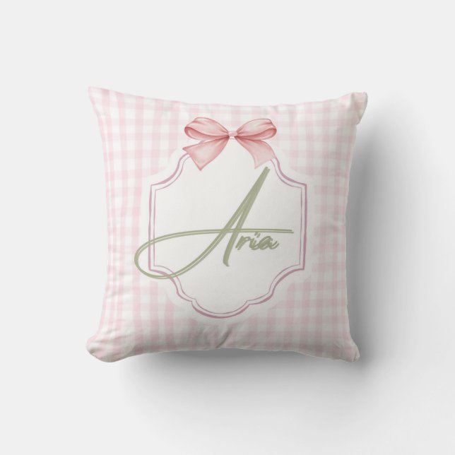 Personalisiert Aria Baby Girl Kinderzimmer Bow&Gin Kissen (Vorderseite)