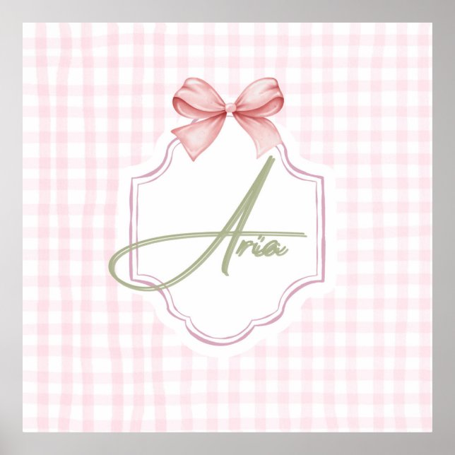Personalisiert Aria Baby Girl Kinderzimmer Bow&Gin Poster (Vorne)