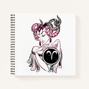 Personalisiert Aries Art Deco Lady Notizbuch