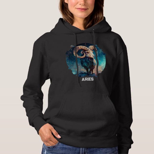 Personalisiert Aries Zodiac Astrologie Ram Birthda Hoodie (Vorderseite)