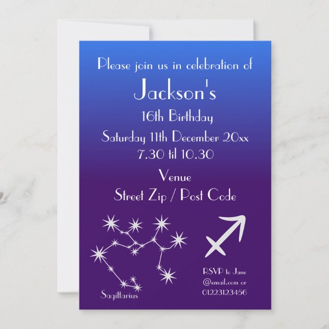 Personalisiert Aries Zodiac Galaxy Party Einladung (Vorderseite)