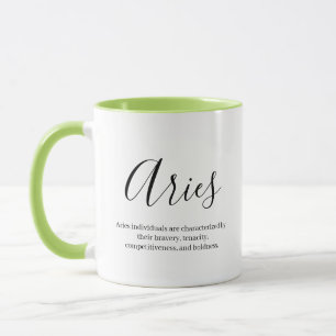 Personalisiert Aries Zodiac-Zeichen Name und Merkm Tasse