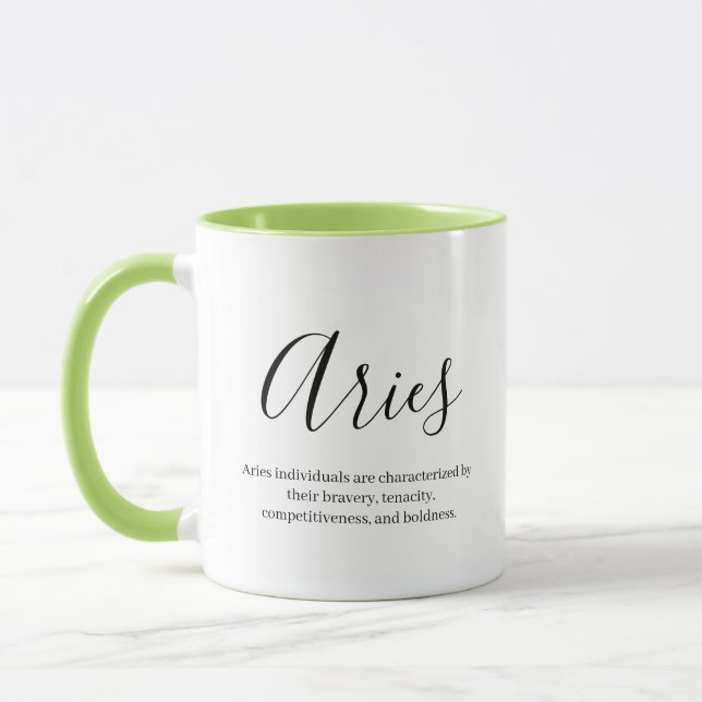 Personalisiert Aries Zodiac-Zeichen Name und Merkm Tasse (Links)