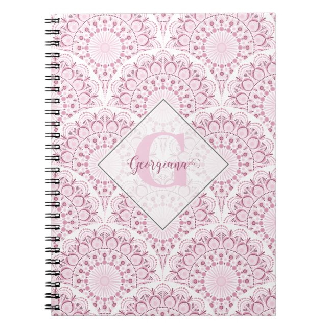 Personalisiert Art Deco Pink Confetti Lace Mandala Notizblock (Vorderseite)