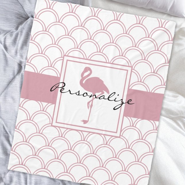 Personalisiert Art Deco Wave Patten Pink Flamingo Fleecedecke (Von Creator hochgeladen)
