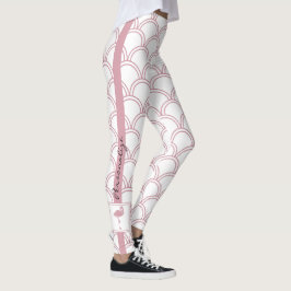 Personalisiert Art Deco Wave Patten Pink Flamingo Leggings