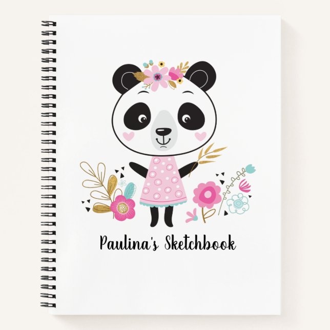 Personalisiert Artist Pink White Sketchbook Notizbuch (Vorderseite)