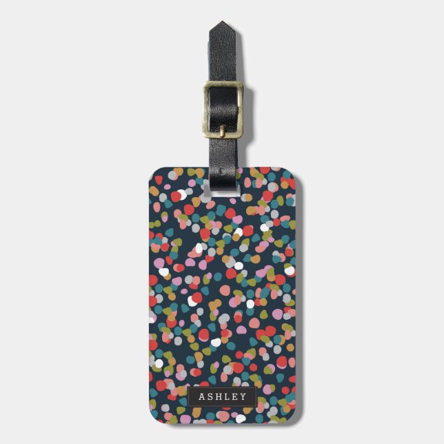 Personalisiert | Ashley Dots Gepäckanhänger (Vorderseite vertikal)