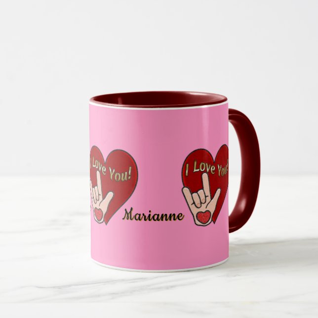 Personalisiert ASL I Liebe Sie Tasse (VorderseiteRechts)