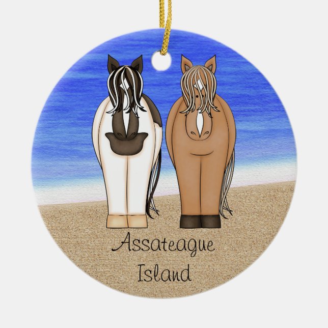 Personalisiert Assateague Island VA Ponies Horse Keramikornament (Vorne)