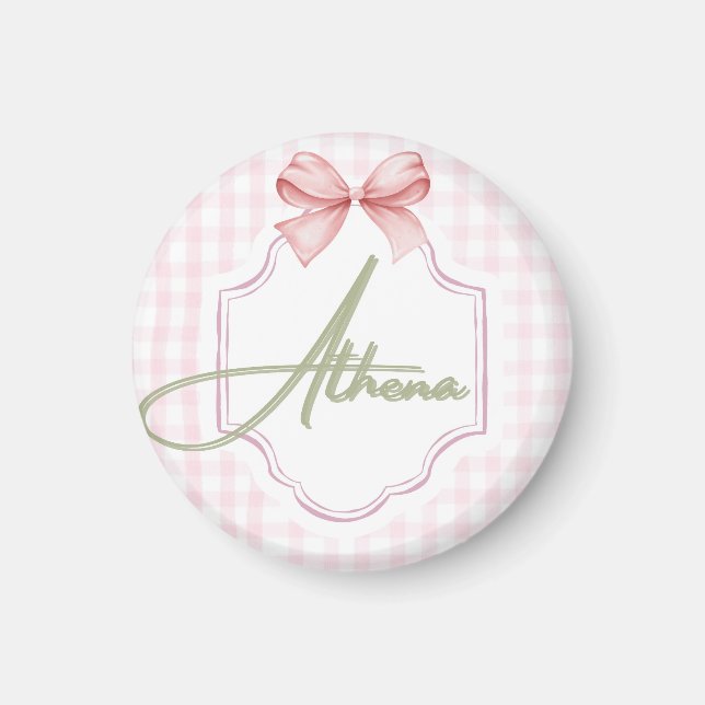 Personalisiert Athena Baby Girl Kinderzimmer Bow&G Magnet (Vorne)