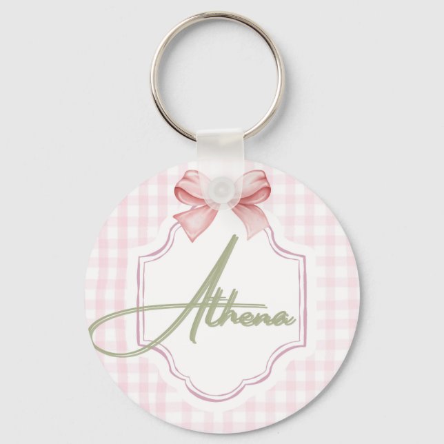 Personalisiert Athena Baby Girl Kinderzimmer Bow&G Schlüsselanhänger (Vorderseite)
