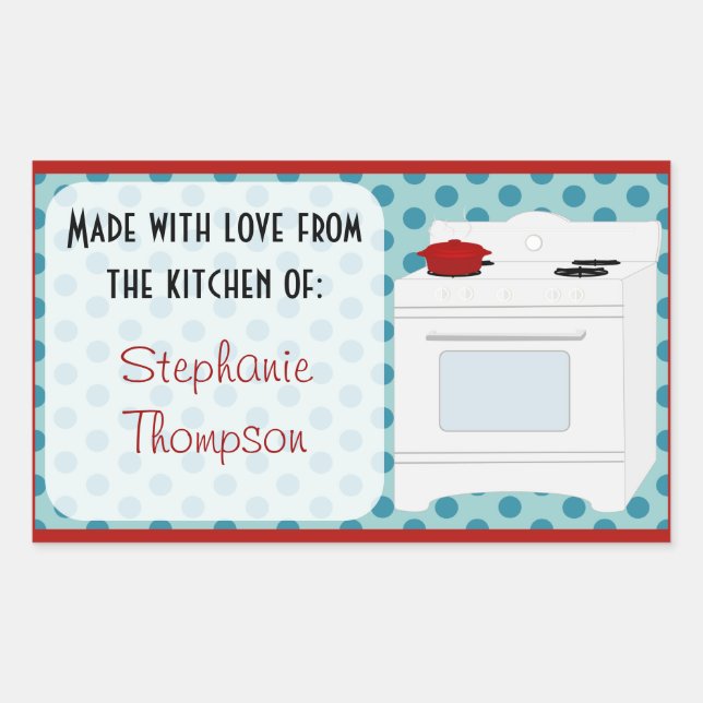 Personalisiert aus der Küche von Retro Stove Rechteckiger Aufkleber (Vorderseite)