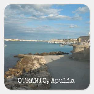 Personalisiert, Aussicht auf Otranto, Apulien, Ita Quadratischer Aufkleber