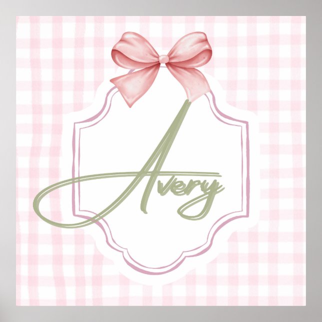 Personalisiert Avery Baby Girl Kinderzimmer Bow&Gi Poster (Vorne)