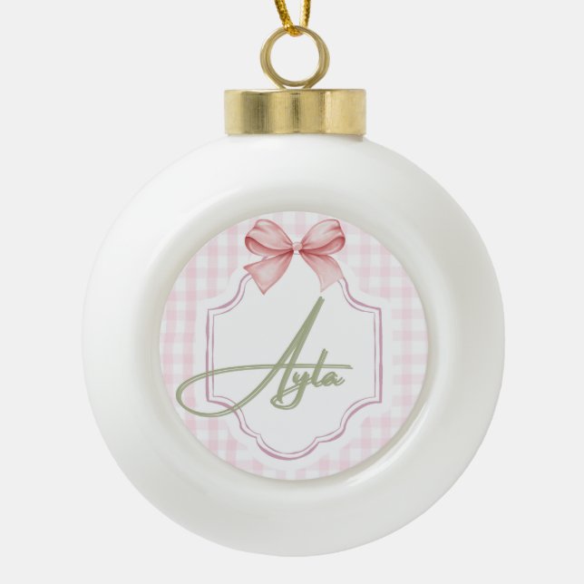 Personalisiert Ayla Baby Girl Kinderzimmer Bow&Gin Keramik Kugel-Ornament (Vorderseite)