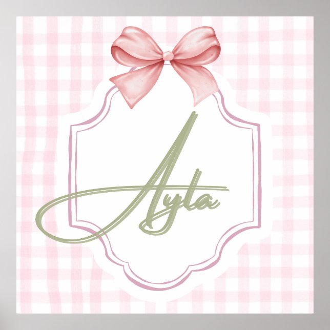 Personalisiert Ayla Baby Girl Kinderzimmer Bow&Gin Poster (Vorne)