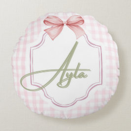 Personalisiert Ayla Baby Girl Kinderzimmer Bow&Gin Rundes Kissen