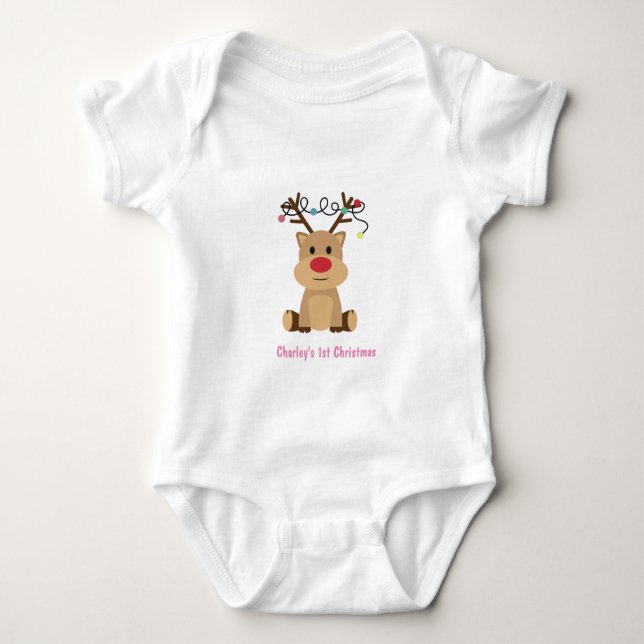 Personalisiert Baby 1. Weihnachten Baby Strampler (Vorderseite)