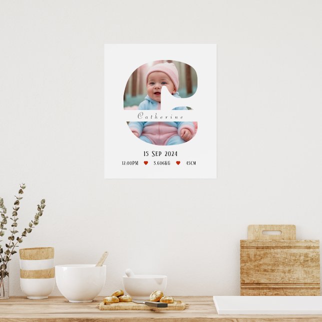 Personalisiert Baby Alphabet Letter - C - Poster (Küche)