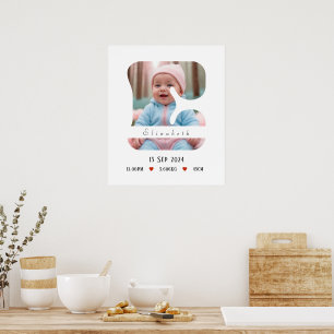 Personalisiert Baby Alphabet Letter - E - Poster
