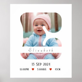 Personalisiert Baby Alphabet Letter - E - Poster
