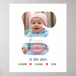 Personalisiert Baby Alphabet Letter - F - Poster