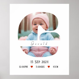 Personalisiert Baby Alphabet Letter - G - Poster