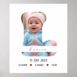 Personalisiert Baby Alphabet Letter - L - Poster