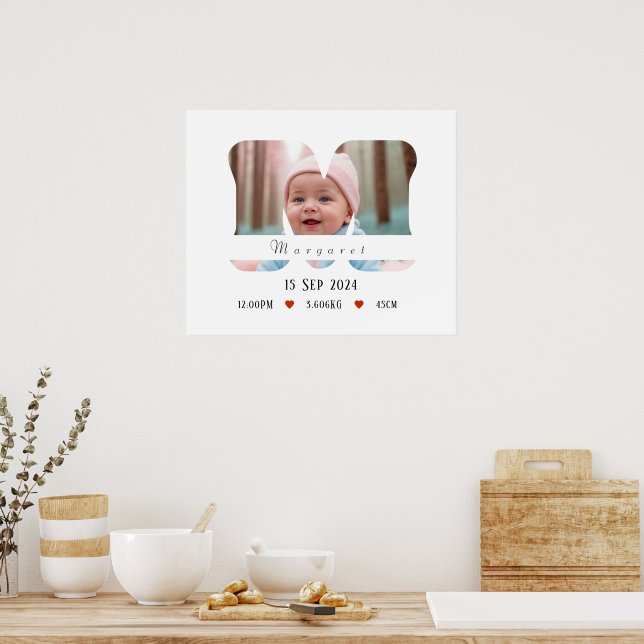 Personalisiert Baby Alphabet Letter - M - Poster (Küche)