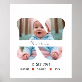 Personalisiert Baby Alphabet Letter - N - Poster