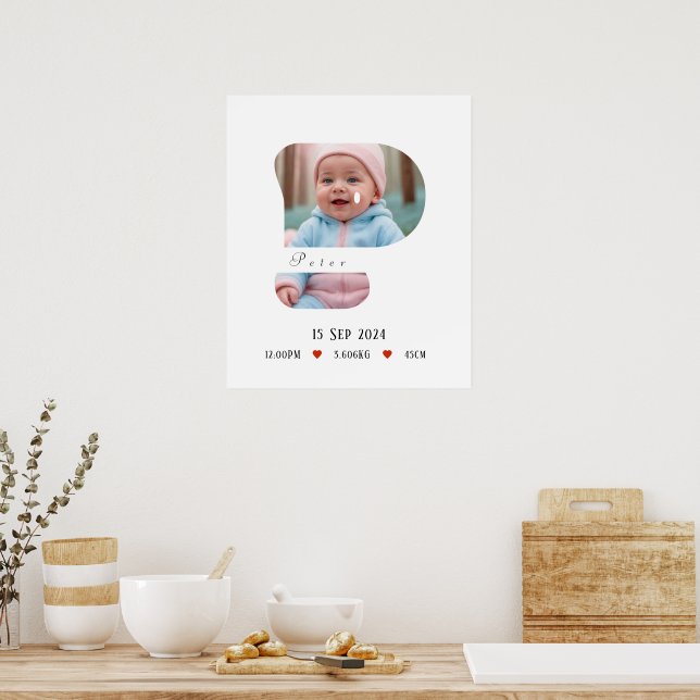 Personalisiert Baby Alphabet Letter - P - Poster (Küche)