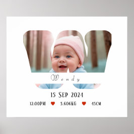 Personalisiert Baby Alphabet Letter - W - Poster