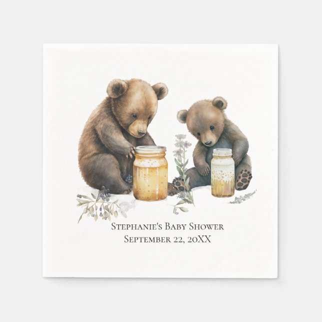 Personalisiert Baby Bear's Honey Baby Shower Serviette (Vorderseite)