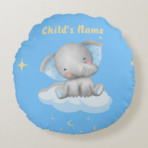 Personalisiert Baby Blue Elephant Round Pillow Rundes Kissen