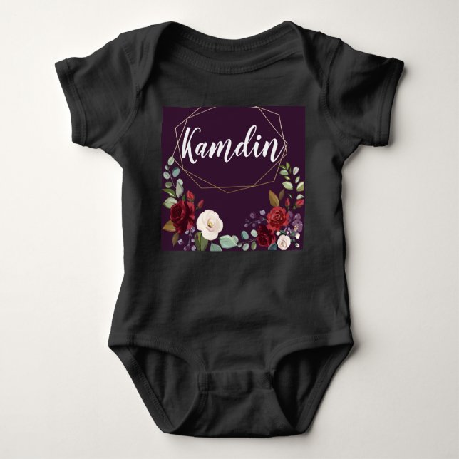 Personalisiert Baby Body Anzug Plum Lila Rose Gold Baby Strampler (Vorderseite)