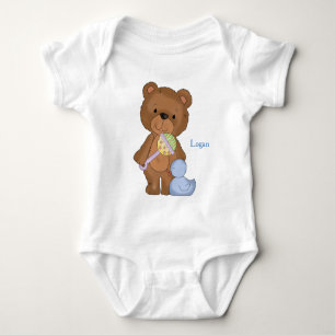 Personalisiert Baby Bodysuit Baby Boy Teddy Bear Strampler