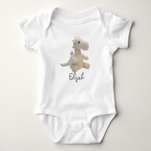 Personalisiert Baby Bodysuit Crochet Dragon Baby Strampler (Vorderseite)