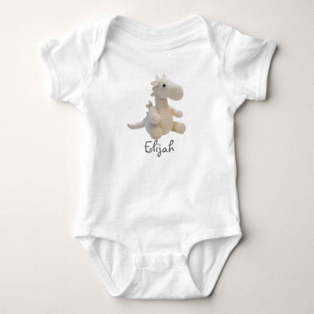 Personalisiert Baby Bodysuit Crochet Dragon Strampler (Vorderseite)