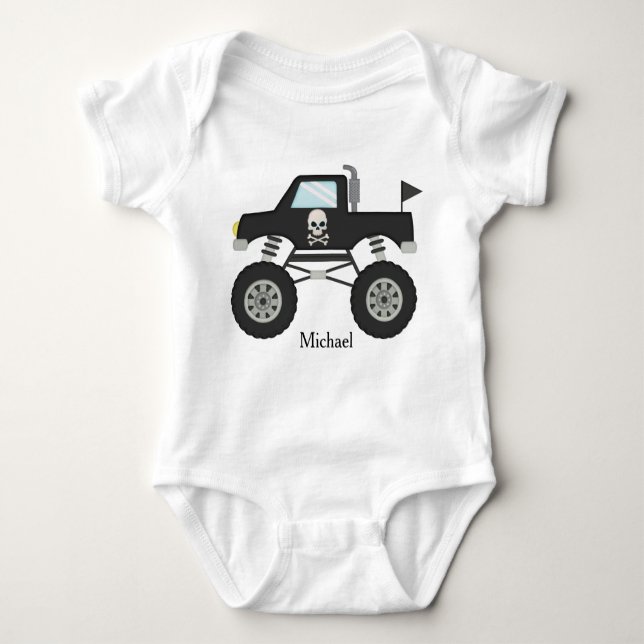 Personalisiert Baby Bodysuit Monster Truck Baby Strampler (Vorderseite)